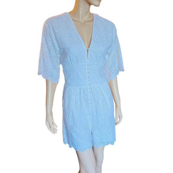 NOTES du Nord Omia Cotton Eyelet Romper Size 34 back zip closure All over eyelet - Picture 1 of 14